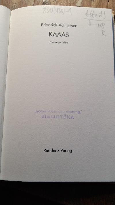 Kaaas  Dialektgedichte - Front Cover