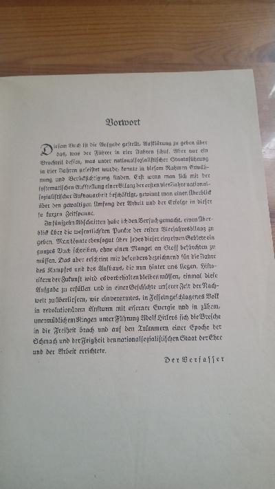 Gebt mir vier Jahre Zeit  Dokumente zum ersten Vierjahresplan des Führers   Mit einem Geleitwort von Reichsminister Dr. Joseph Goebbels - Front Cover