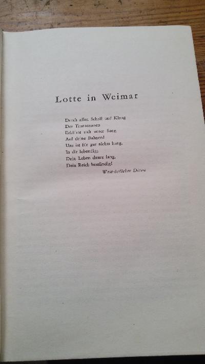 Lotte in Weimar - Front Cover
