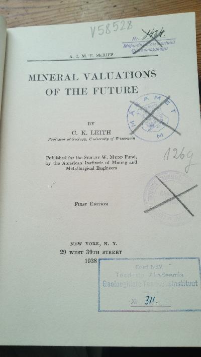 Mineral Valuations of the future - Front Cover