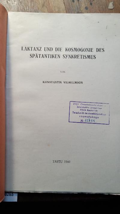 Laktanz und die Kosmogonie des spätantiken Synkretismus - Front Cover