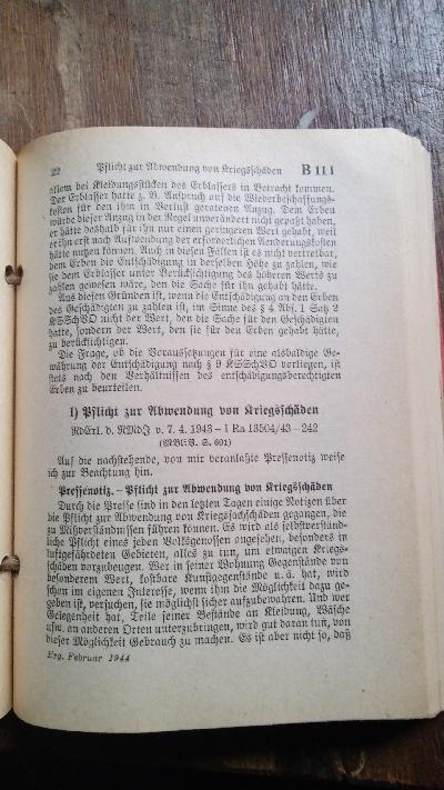 Kriegssachschädenrecht  Kommentar zur Kriegssachschädenverordnung und ihren Durchführungsbestimmungen sowie Sammlung sämtlicher Gesetze, Verordnungen und Erlasse und anderer Vorschriften aus allen Gebieten des Kriegssachschädenrrechts - Front Cover
