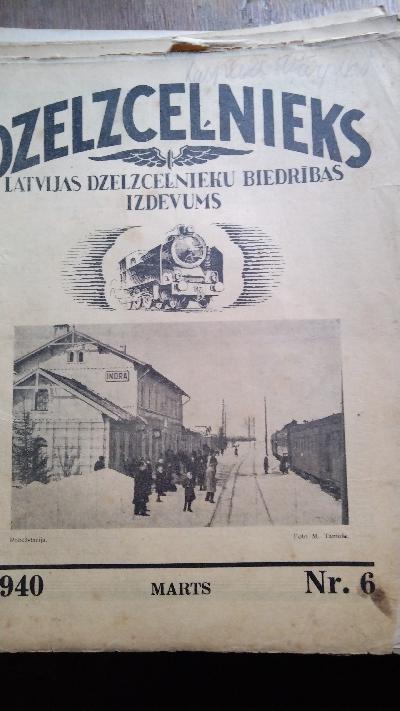 Dzelzscelnieks  (Eisenbahnarbeiter, eine lettische Zeitschrift über Eisenbahnbau und -betrieb in Lettland)  Nr. 16 und 22,23 1928; Nr. 14 1939 und Nr 1- 7 1940 - Front Cover