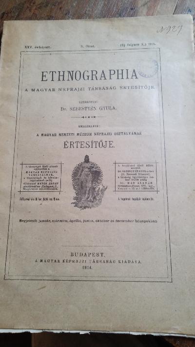 Ethnographia  a Magyar Neprajzi Tarsasag ertesitöje  3. füzet - Front Cover