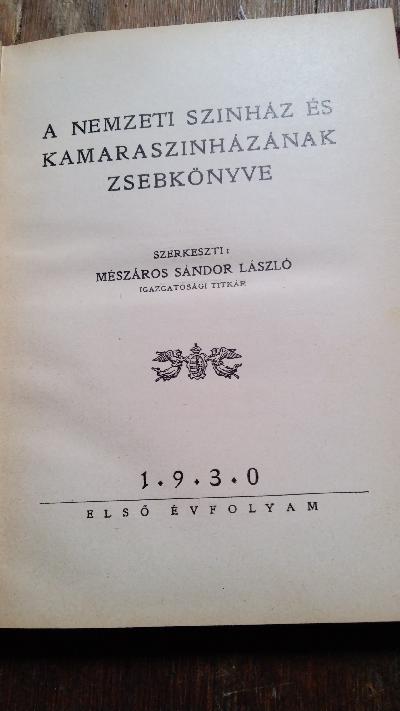 A Nemzeti Szinhaz es Kamaraszinhazanak Zsebkönyve - Front Cover