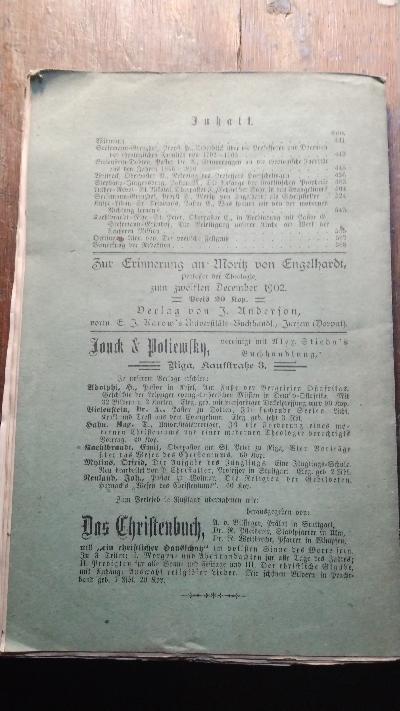Mittheilungen und Nachrichten für die evangelische Kirche in Russlands.  Neue Folge Fünfunddreissigster Band October bis December - Front Cover