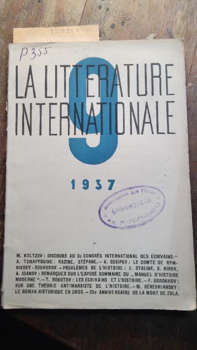 La Litterature Internationale 1937  Nr. 9 - Front Cover