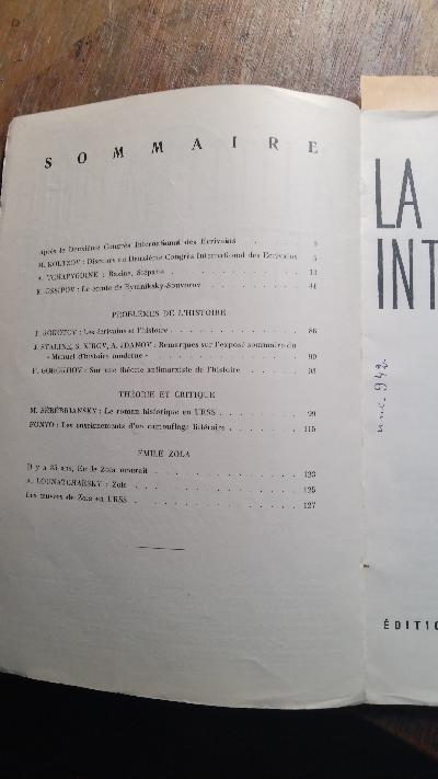 La Litterature Internationale 1937  Nr. 9 - Front Cover