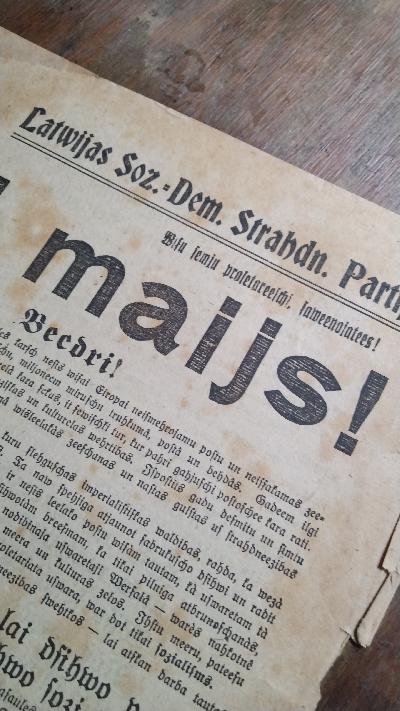 Flugblatt der Lettischen Sozialdemokratischen Arbeiterpartei zum 1. Mai 1919 - Front Cover