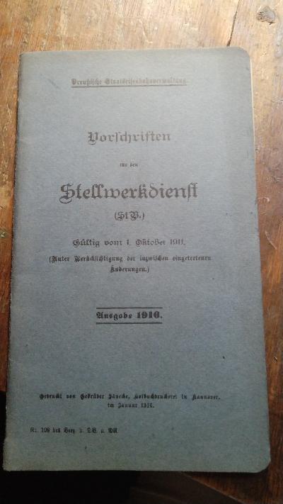 Vorschriften für den Stellwerkdienst   Ausgabe 1916 - Front Cover