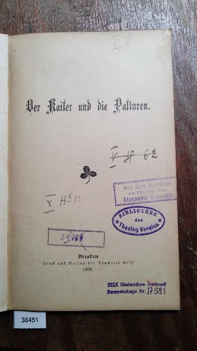 Der Kaiser und die Pastoren - Front Cover