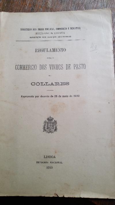 Regulamento para o Commercio do Vinho de Pasto de Collares - Front Cover