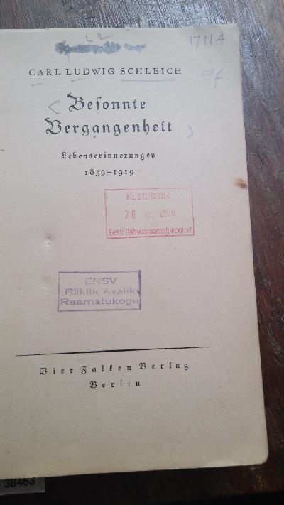 Besonnte Vergangenheit  Lebenserinnerungen 1859 - 1919 - Front Cover