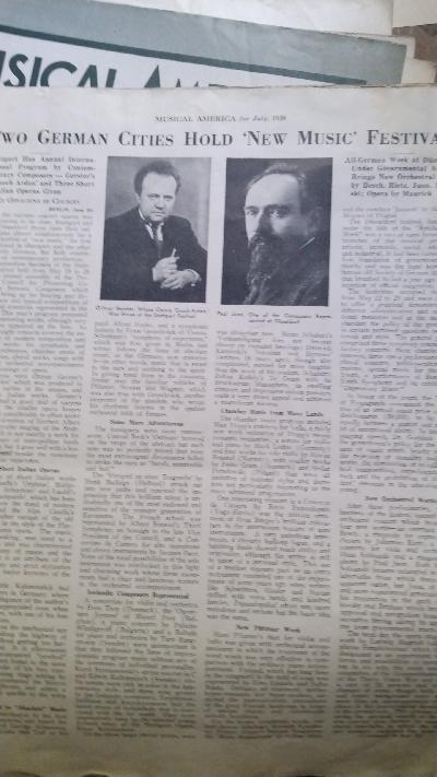 Musical America  6 Hefte: Vol. LVII Nr. 20,  Vol. LVIII Nr. 1, 12 , 17/18( beide unvollständig mit vielen fehlenden Seiten), Vol. LIX Nr. 9 und 10 - Front Cover