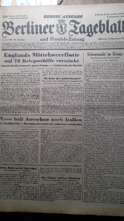 Berliner Tageblatt Nr. 434 - 451 des 66. Jahrgangs - Front Cover