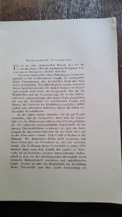 Die feierliche Inauguration des Rektors der K. K. Franz Josephs Universität in Czernowitz  Für das Studienjahr 1913/1914  Am 2. Dezember 1913 - Front Cover