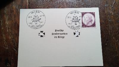 Deutsche Sondermarken im Kriege Postkarte mit 6 + 4 Briefmarke Wolfgang Amadeus Mozart - Front Cover