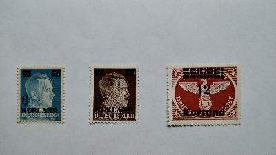 3 Briefmarken aus dem Kurlandkessel überdruckt mit den Werten 6, 6 und 12 - Front Cover