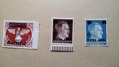 3 Briefmarken aus dem Kurlandkessel überdruckt mit den Werten 6, 6 und 12 - Front Cover