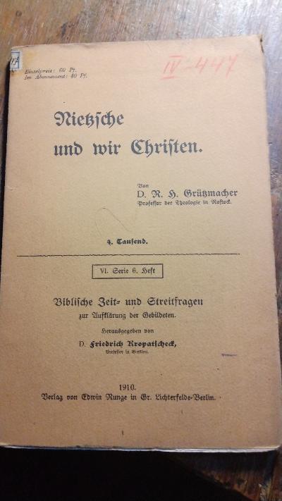 Nietzsche und wir Christen - Front Cover