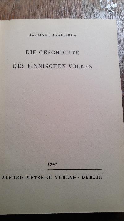Die Geschichte des Finnischen Volkes - Front Cover