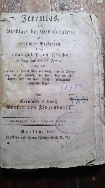 Jeremias ein Prediger der Gerechtigkeit - Front Cover