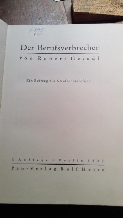 Der Berufsverbrecher - Front Cover