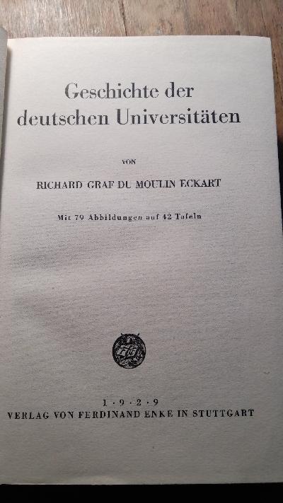 Geschichte der deutschen Universitäten - Front Cover