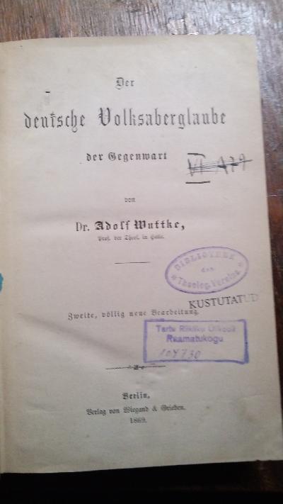  Der deutsche Volksaberglaube der Gegenwart - Front Cover