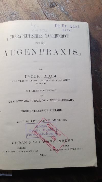 Therapeutisches Taschenbuch für die Augenpraxis - Front Cover