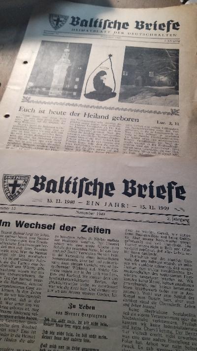 Baltische Briefe  Heimatblatt der Deutschbalten   Nr. 9,12,13,14  2. Jahrgang 1949 - Front Cover