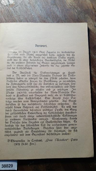 Die Luftschiffahrt ihre geschichtliche Entwicklung und ihre naturwissenschaftlichen Grundlagen gemeinverständlich dargestellt. - Front Cover