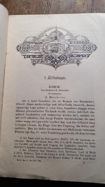 Mittheilungen und Nachrichten des Deutschen Palaestina - Vereins  1895 - Front Cover