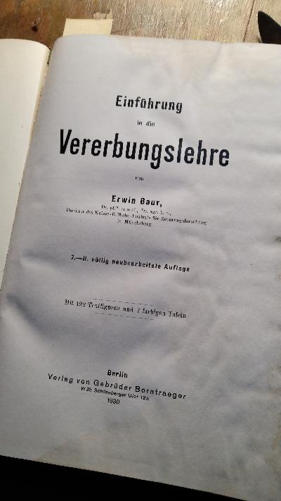 Einführung in die Vererbungslehre - Front Cover