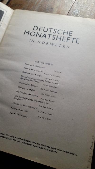 Deutsche Monatshefte in Norwegen  Heft 6  5. Jahrgang - Front Cover