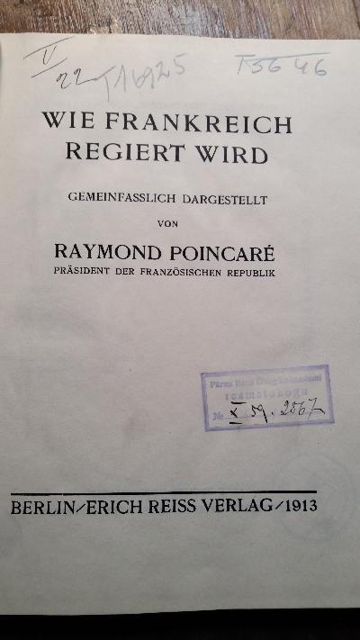 Wie Frankreich regiert wird - Front Cover