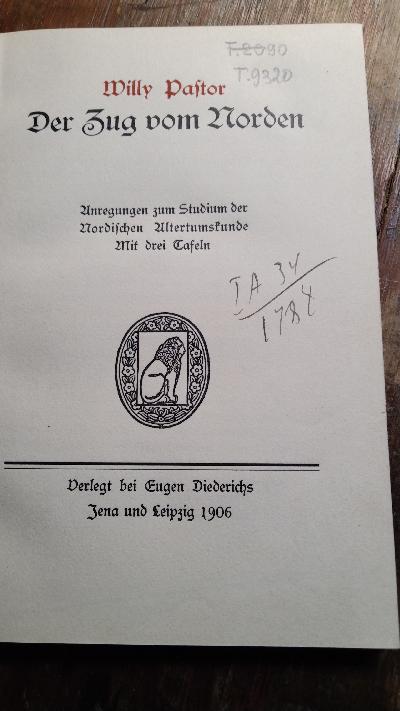 Der Zug vom Norden   Anregungen zum Studium der nordischen Altertumskunde - Front Cover