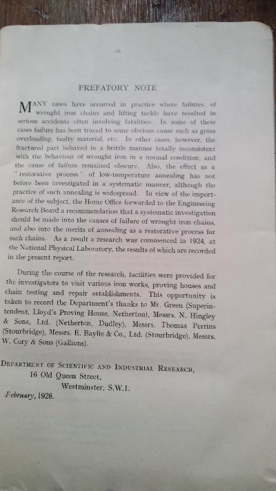 The Causes of Failure of Wrought Iron Chains - Front Cover